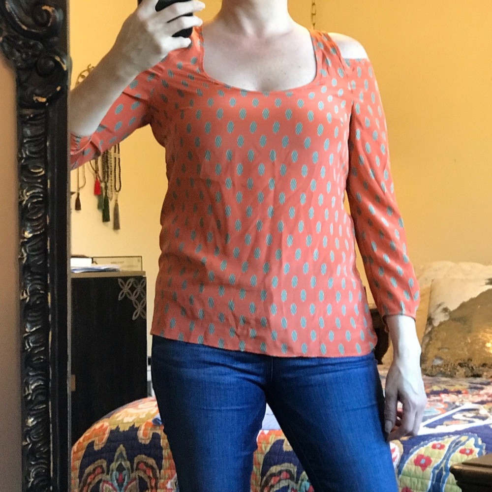 Anthropologie Hunter Dixon Orange Silk Blouse